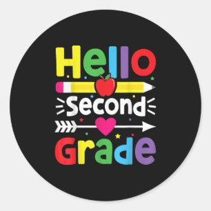 Pegatina Redonda De vuelta a la escuela Hola segundo grado Equipo d