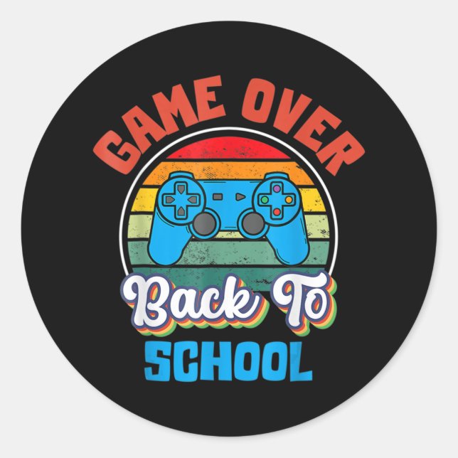 Pegatina Redonda De vuelta a la escuela juego de diversión sobre pr (Anverso)