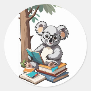 Pegatina Redonda De vuelta a la escuela Koala - Estúpido personaje 