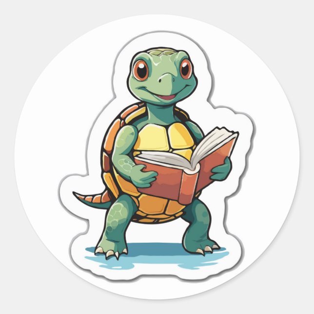 Pegatina Redonda De vuelta a la escuela - Lector lento y estable (Anverso)