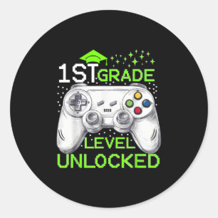Pegatina Redonda De vuelta a la escuela Primer grado Jugadores desb