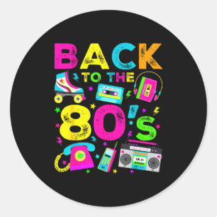 Pegatina Redonda De vuelta a los 80 Estilo Vintage Ochenta Retro Pa