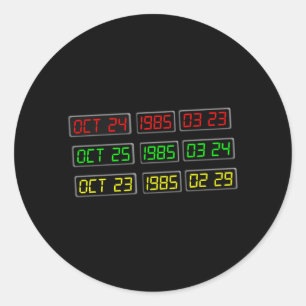 Pegatina Redonda De vuelta a los años 80 por máquina de viajes de t