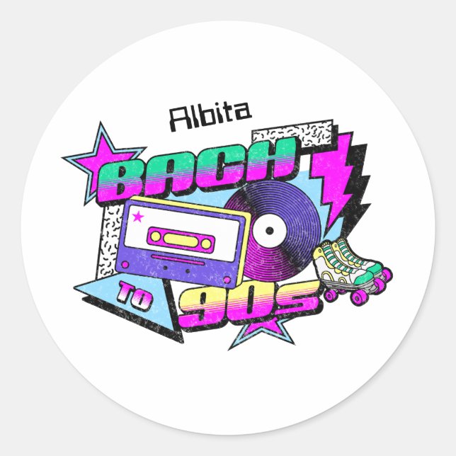 Pegatina Redonda De vuelta a los años 90 (Anverso)