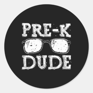 Pegatina Redonda De vuelta al Colegio Prek Dude