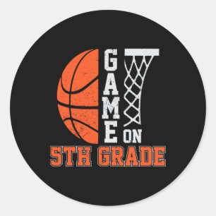 Pegatina Redonda De Vuelta Al Juego Escolar En 5º Grado Fun Basketb