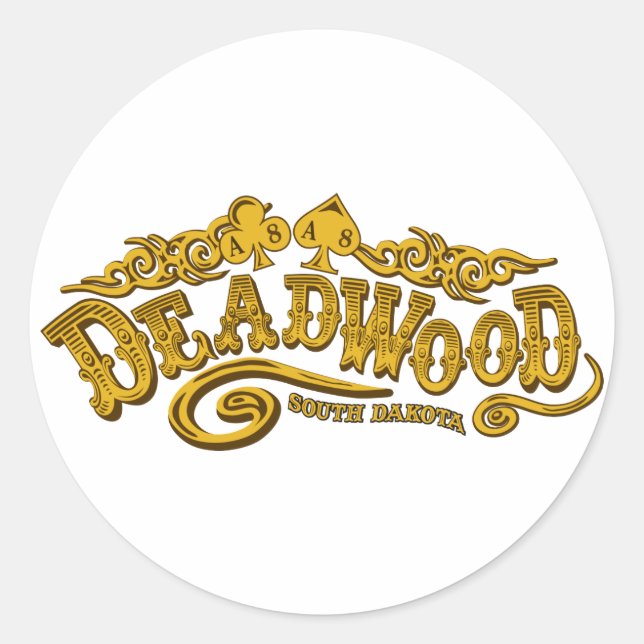 Pegatina Redonda Deadwood Saloon (Anverso)