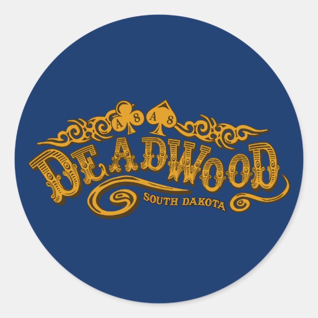 Pegatina Redonda Deadwood Saloon (Anverso)