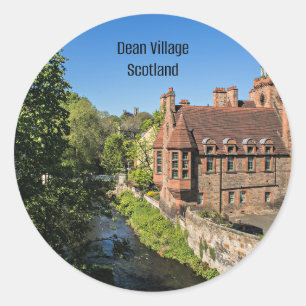 Pegatina Redonda Dean Village Escocia
