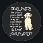 Pegatina Redonda Dear Daddy Goldendoodle Dog Dad Father's Day<br><div class="desc">Dear Daddy Goldendoodle Dog Dad Father's Day Gift. Perfect gift for your dad,  mom,  papa,  men,  women,  friend and family members on Thanksgiving Day,  Christmas Day,  Mothers Day,  Fathers Day,  4th of July,  1776 Independent day,  Veterans Day,  Halloween Day,  Patrick's Day</div>