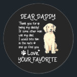 Pegatina Redonda Dear Daddy Goldendoodle Dog Dad Father's Day<br><div class="desc">Dear Daddy Goldendoodle Dog Dad Father's Day Gift. Perfect gift for your dad,  mom,  papa,  men,  women,  friend and family members on Thanksgiving Day,  Christmas Day,  Mothers Day,  Fathers Day,  4th of July,  1776 Independent day,  Veterans Day,  Halloween Day,  Patrick's Day</div>