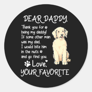 Pegatina Redonda Dear Daddy Goldendoodle Dog Dad Father's Day 