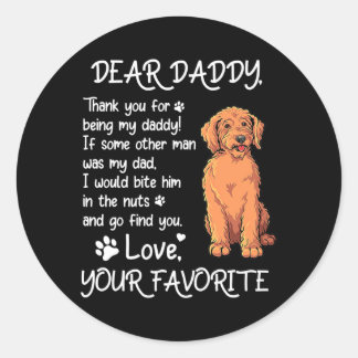 Pegatina Redonda Dear Daddy Labradoodle Dog Dad Father's Day 