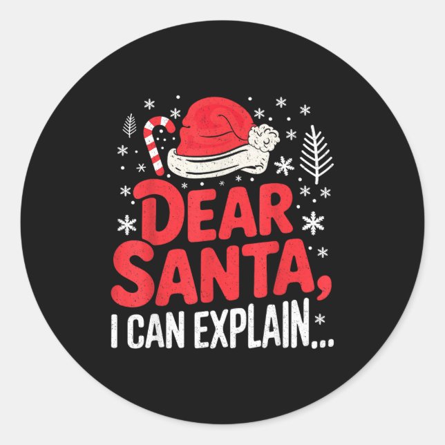 Pegatina Redonda Dear Santa I Can Explain Funny Christian  (Anverso)
