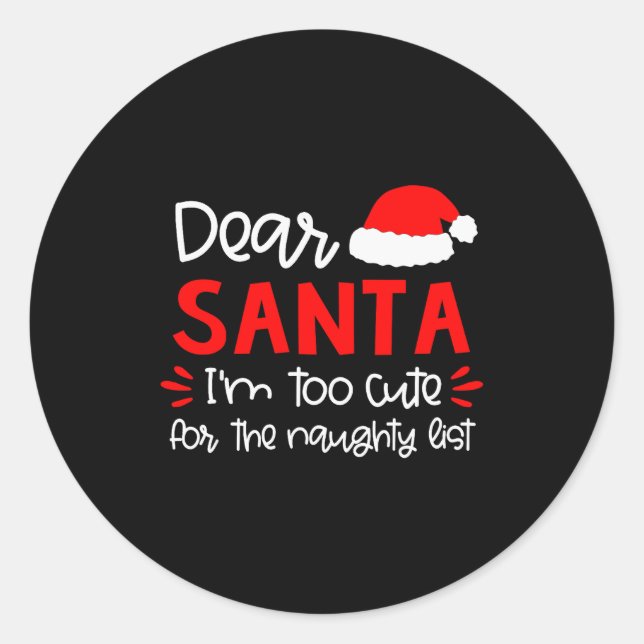 Pegatina Redonda Dear Santa Shirt Funny Matching Family Christmas P (Anverso)