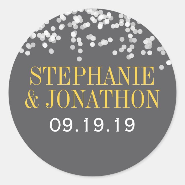 Pegatina Redonda Debajo de las estrellas gris y amarillo (Anverso)