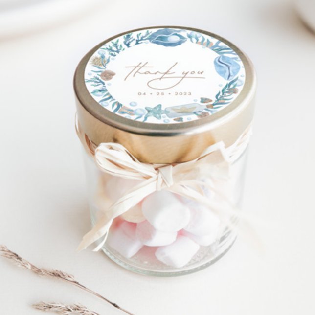 Pegatina Redonda Debajo del mar Acuarela Náutica Gracias Favor (Subido por el creador)