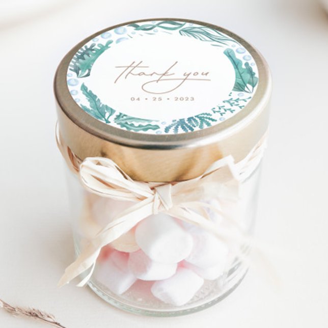 Pegatina Redonda Debajo del mar Acuarela Nautical Gracias (Subido por el creador)