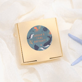 Pegatina Redonda Debajo del mar Ocean Animals Boy Birthday Party