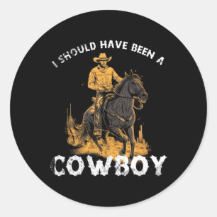 Pegatina Redonda Debería Haber Sido Un País De Caballo De Vacas, Ro