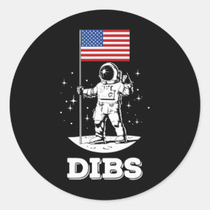 Pegatina Redonda Debs American Flag Astronaut Space 4 De Julio Ame