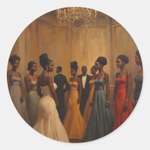 Pegatina Redonda Debutantes del Renacimiento de Harlem