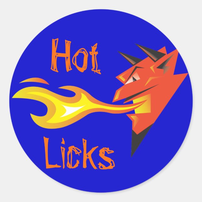 Pegatina Redonda Decal de Fiery Devil's Head_"Hot Licks" (Anverso)
