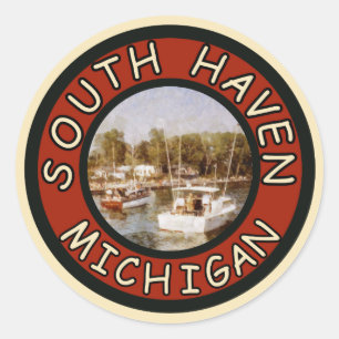 Pegatina Redonda Decal de South Haven de Michigan inspirado en la r