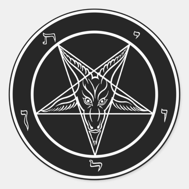 Pegatina Redonda Decales de Baphomet (Anverso)