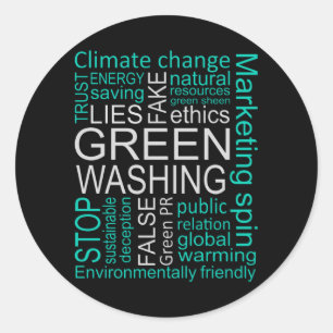 Pegatina Redonda Decepción sobre las mentiras falsas de Greenwash