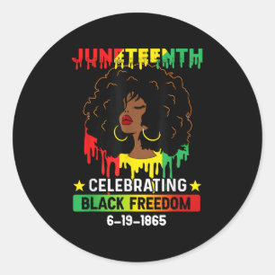 Pegatina Redonda Decimoctava bandera celebrando la libertad negra e