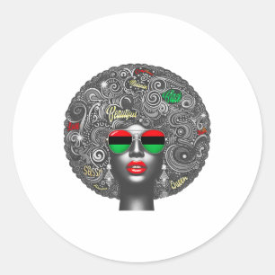 Pegatina Redonda Decimoctava historia negra de mujeres afroamerican