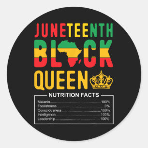 Pegatina Redonda Decimoctava Mujer Reina Negra Hechos Nutricionales