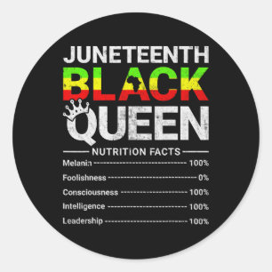Pegatina Redonda Decimoctavo Black Queen Nutritional Facts Afro Wom