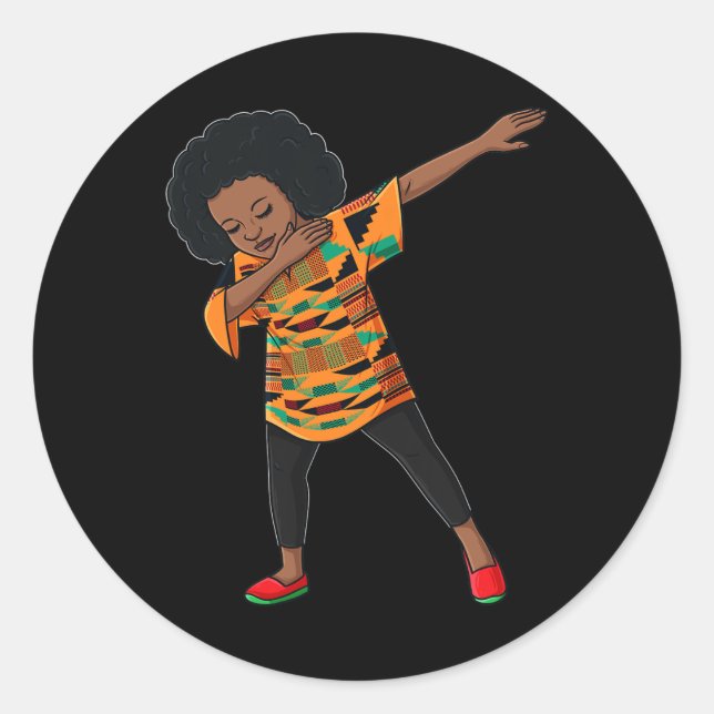 Pegatina Redonda Decimoctavo Día de Abandonar el Orgullo Negro Afro (Anverso)
