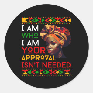 Pegatina Redonda Decimoctavo Negro Reina Africana Mujeres Negras H