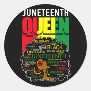 Pegatina Redonda Decimoctavo Reina Afro Melanin Chica Negro Mujer M