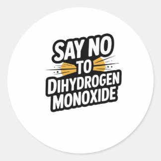 Pegatina Redonda Decir no al monóxido de dihidrógeno