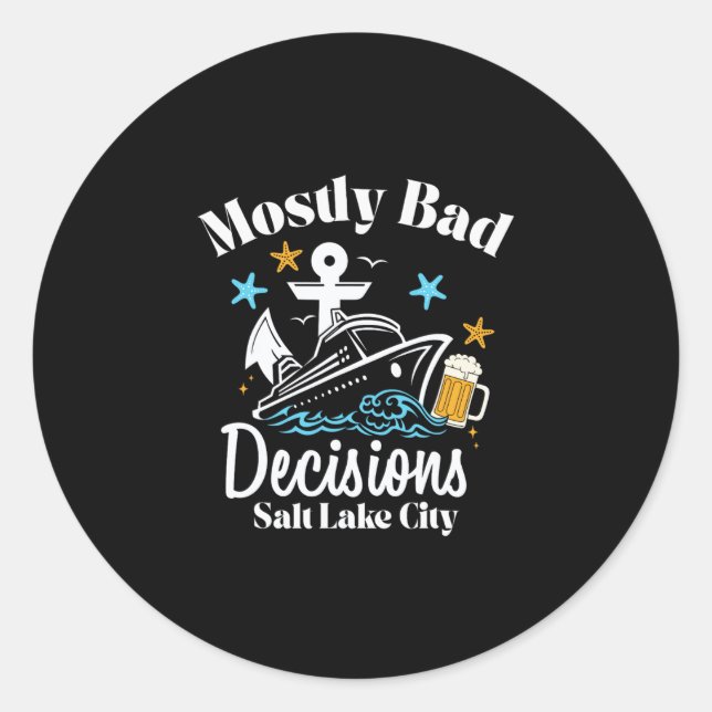 Pegatina Redonda Decisiones Mostly D Salt Lake City Spring Break  (Anverso)