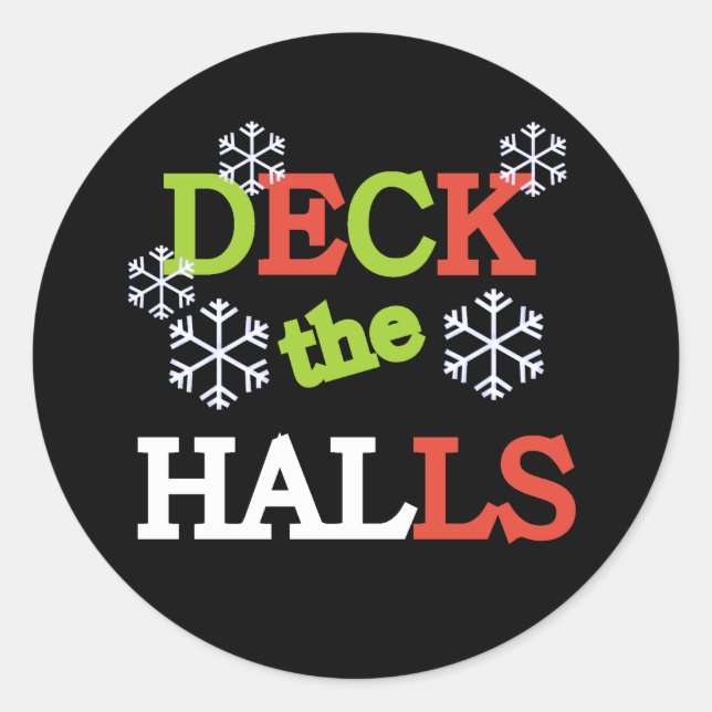 Pegatina Redonda Deck the Halls (Anverso)