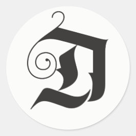 Pegatina Redonda Deck the Halls Moderno Lettering Monograma negro