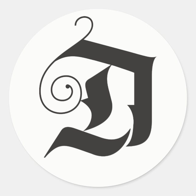 Pegatina Redonda Deck the Halls Moderno Lettering Monograma negro (Anverso)