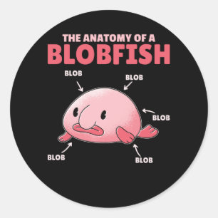 Pegatina Redonda Declaración De Blobfish Anatomía De Blobfish