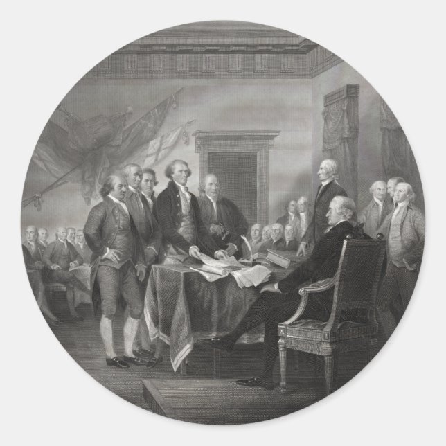 Pegatina Redonda Declaración de Independencia (Anverso)