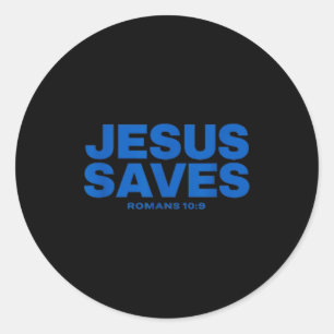 Pegatina Redonda Declaración de la Biblia Jesús salva Romanos 10 9