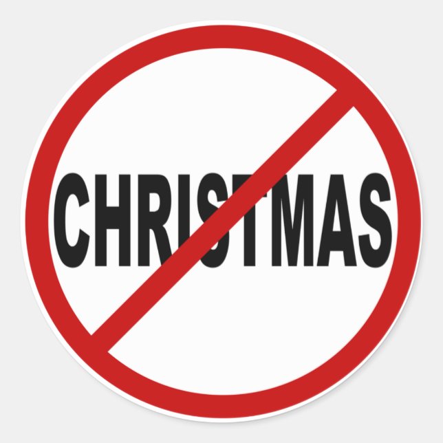 Pegatina Redonda Declaración de Rótulo de Odio Christma/Sin Navidad (Anverso)