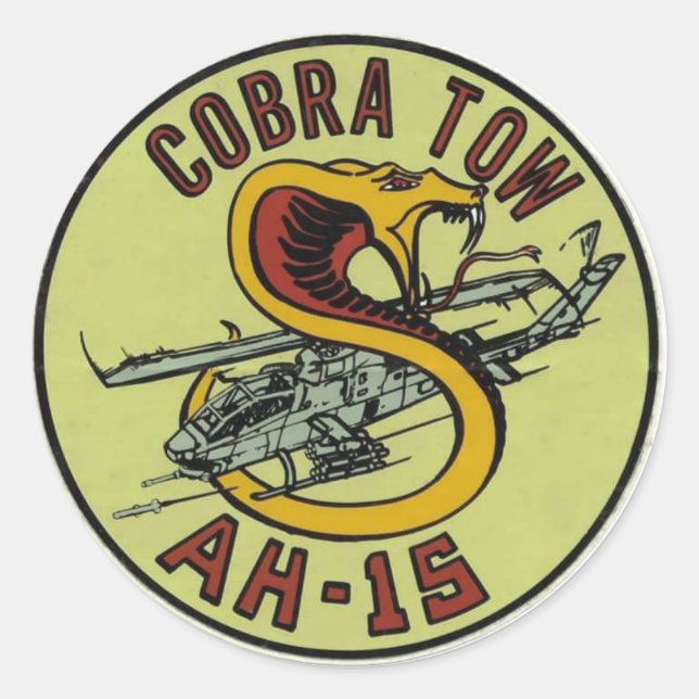PEGATINA REDONDA DECLARACIÓN DE TOW DE COBRA AH-1S (Anverso)