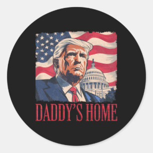 Pegatina Redonda Declaración Política Daddy's Home Trump Tee - Homb
