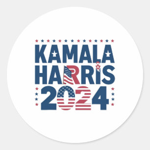 Pegatina Redonda Declaración política patriótica Harris 2024 Demócr