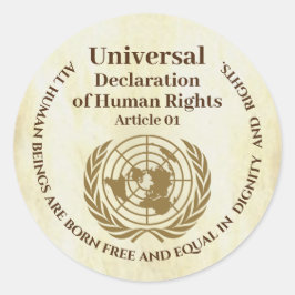 Pegatina Redonda Declaración Universal de Derechos Humanos Artículo